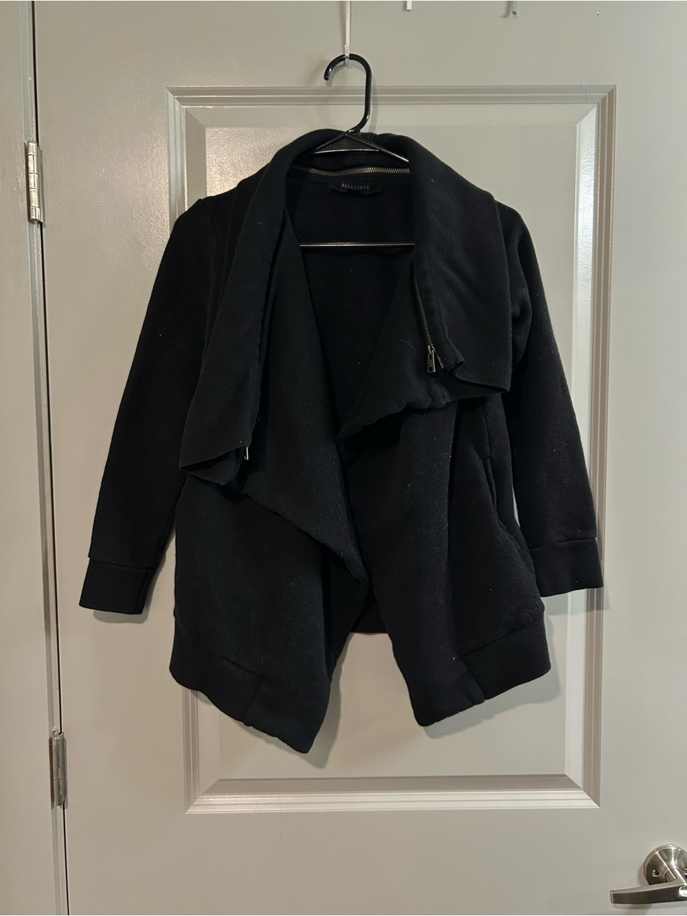 AllSaints Black Zip-Trim Hoodie Cardigan - Picture 4 of 10